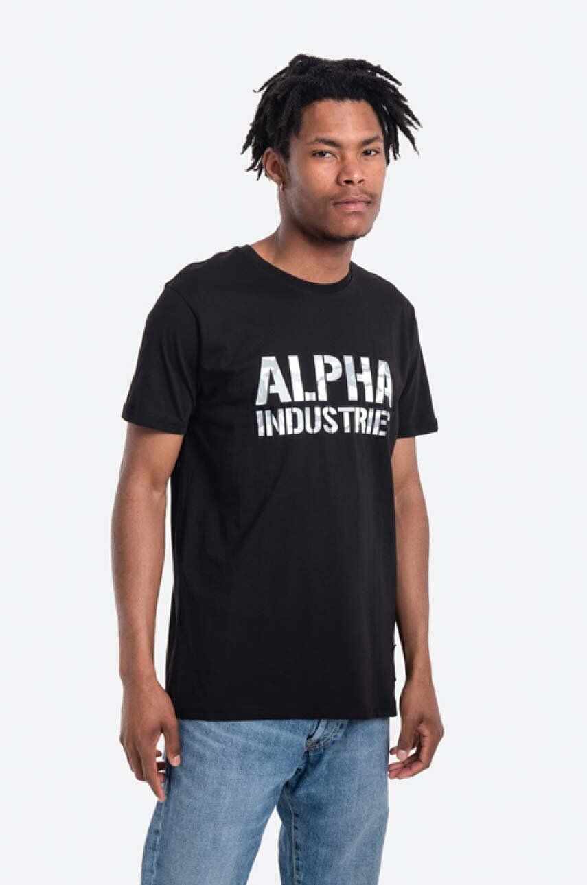 Alpha Industries tricou din bumbac culoarea negru, cu imprimeu 156513.95-black