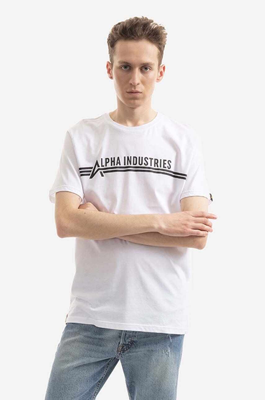 Alpha Industries tricou din bumbac Koszulka Alpha Industries T 126505 92 culoarea alb, cu imprimeu 126505.92-white