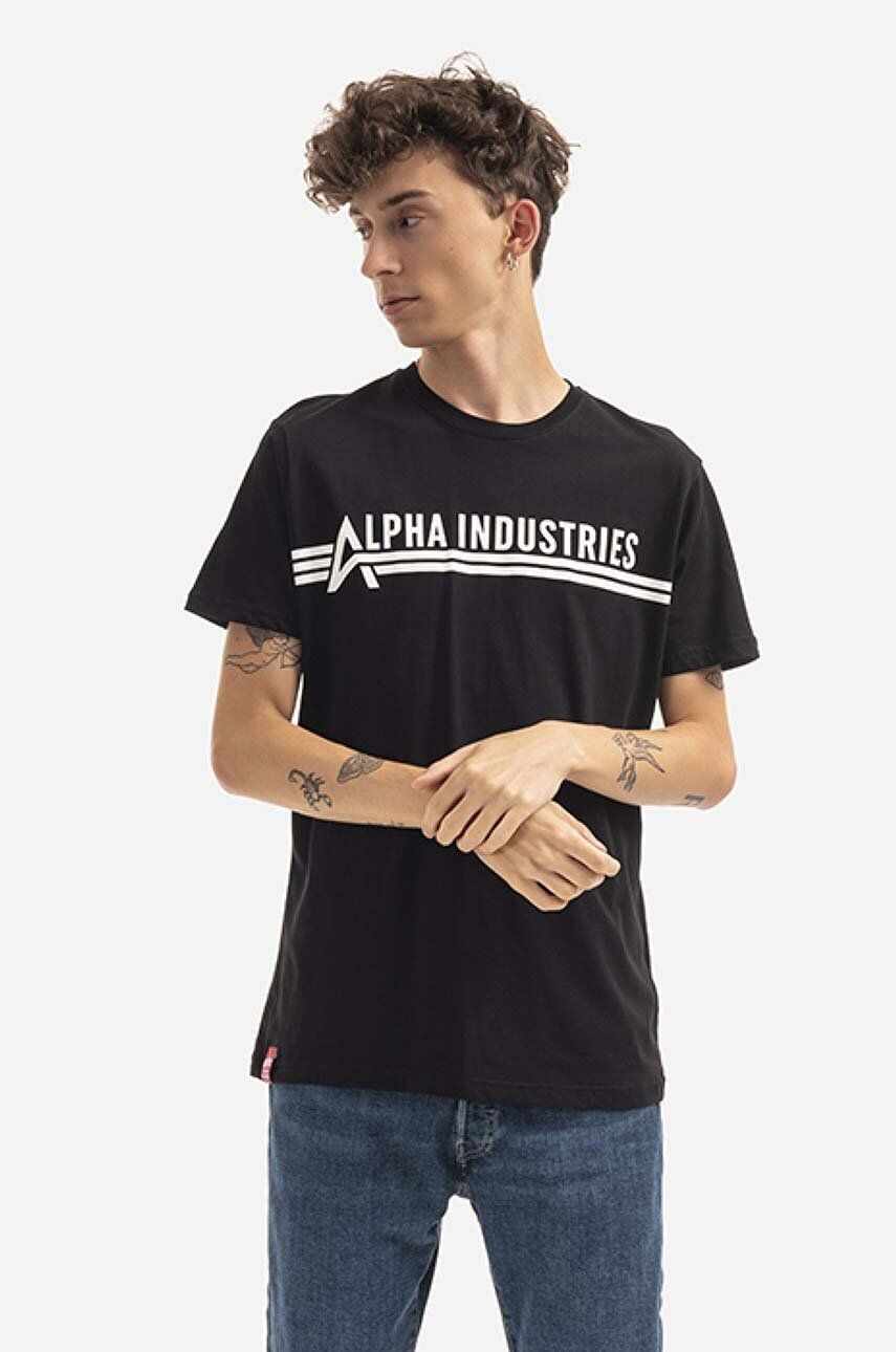Alpha Industries tricou din bumbac Koszulka Alpha Industries T 126505 95 culoarea negru, cu imprimeu 126505.95-black