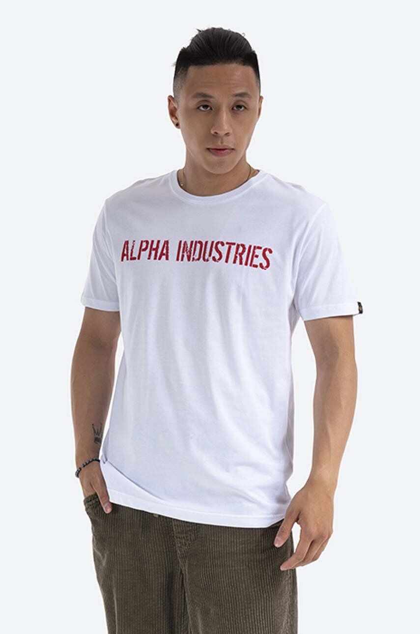 Alpha Industries tricou din bumbac RBF Moto culoarea alb, cu imprimeu 116512.09-white