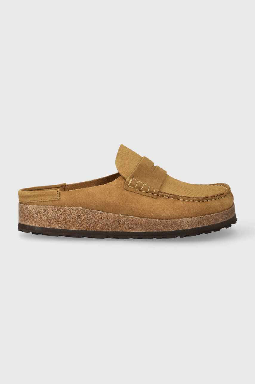 Birkenstock papuci din piele barbati, culoarea maro