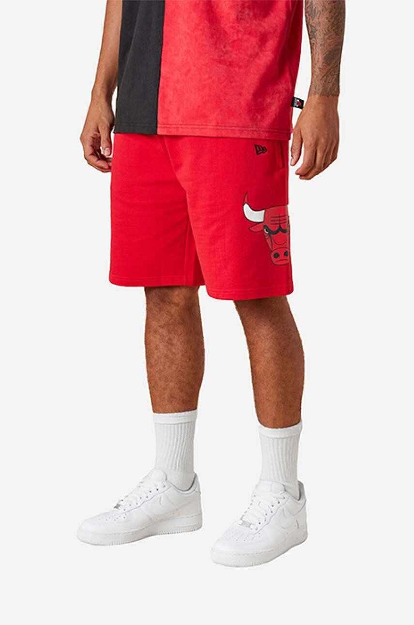 New Era pantaloni scurți din bumbac Washed Logo Bulls culoarea rosu 13083852-red
