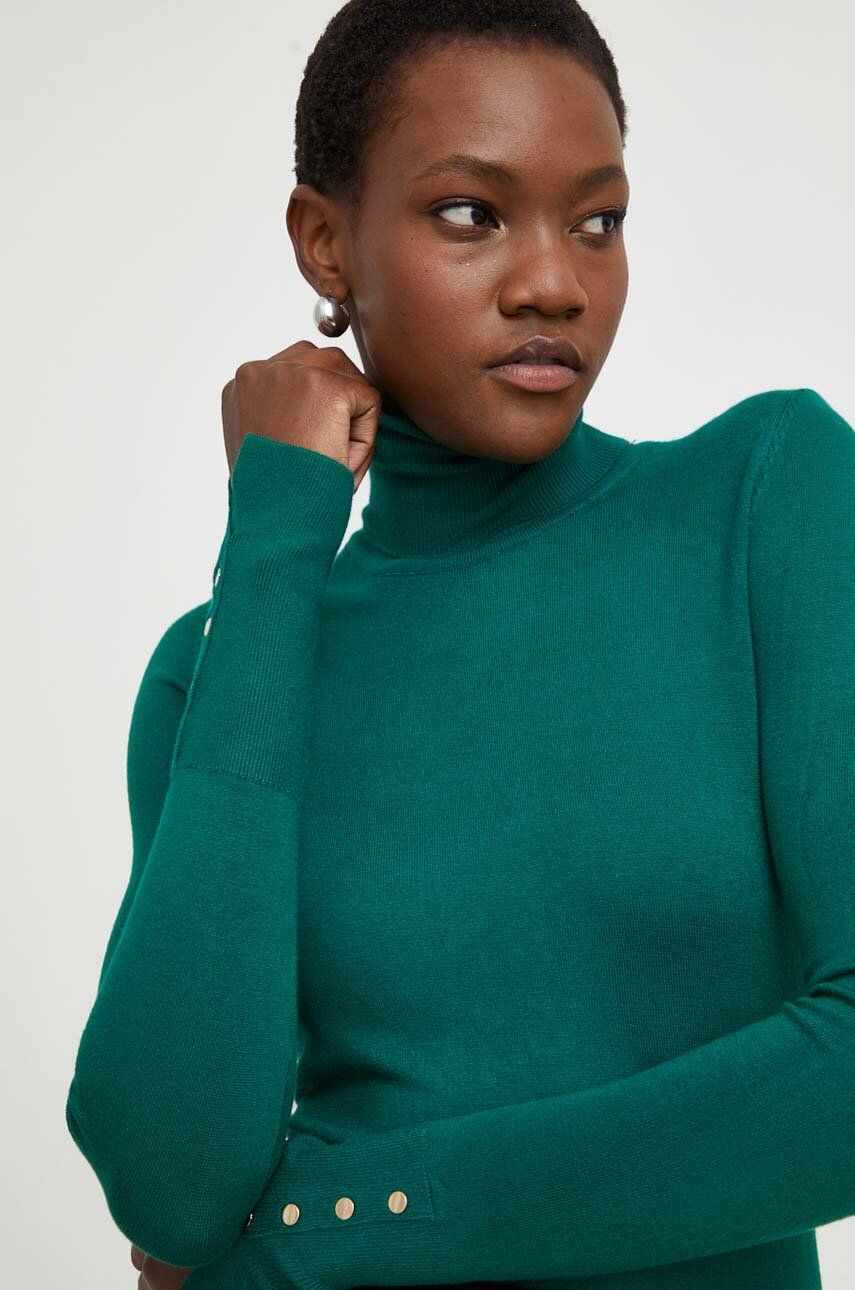 Answear Lab pulover femei, culoarea verde, light, cu guler