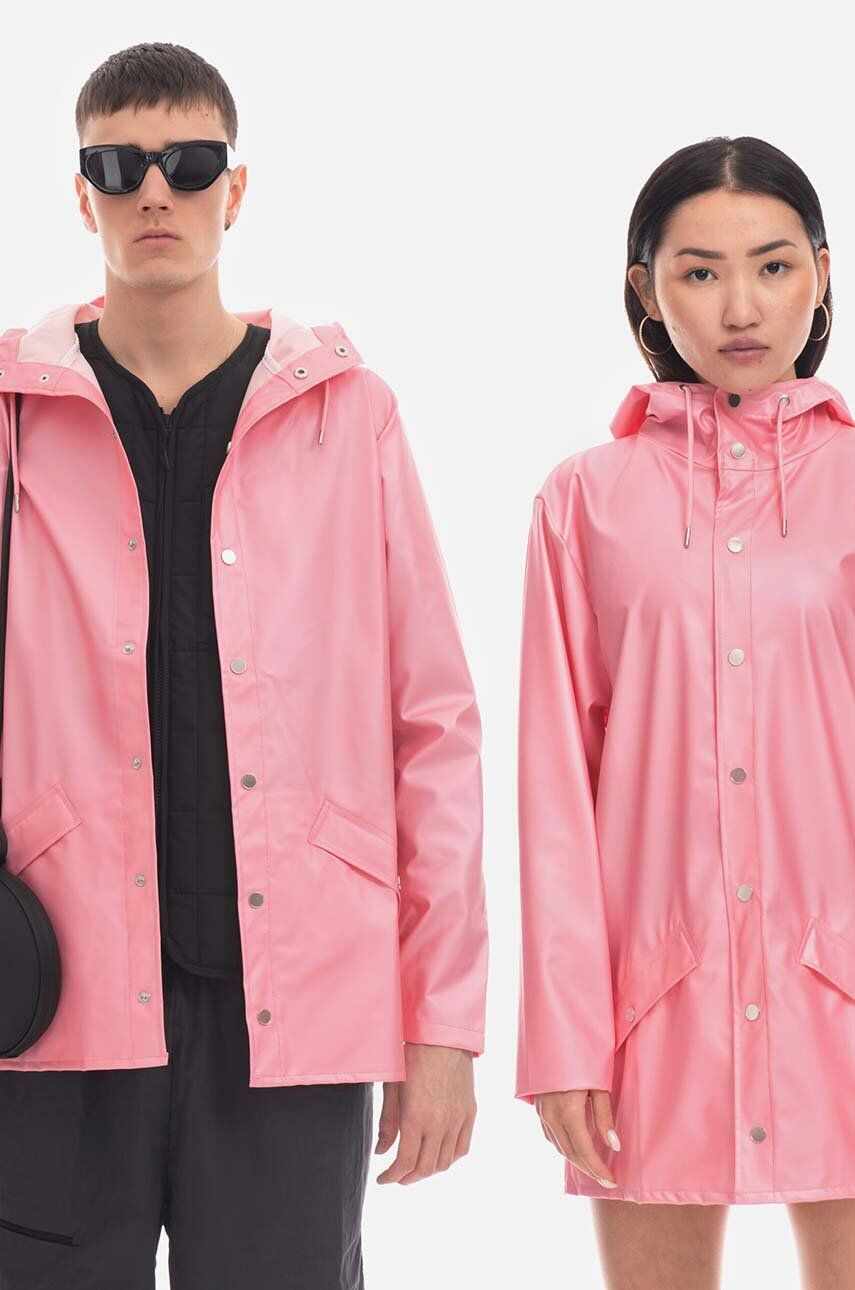 Rains geacă Essential Jacket culoarea roz, de tranzitie, oversize 12010-PINK.SKY