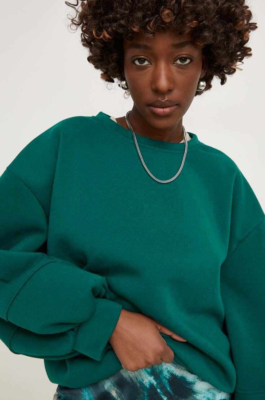 Answear Lab hanorac de bumbac femei, culoarea verde, neted