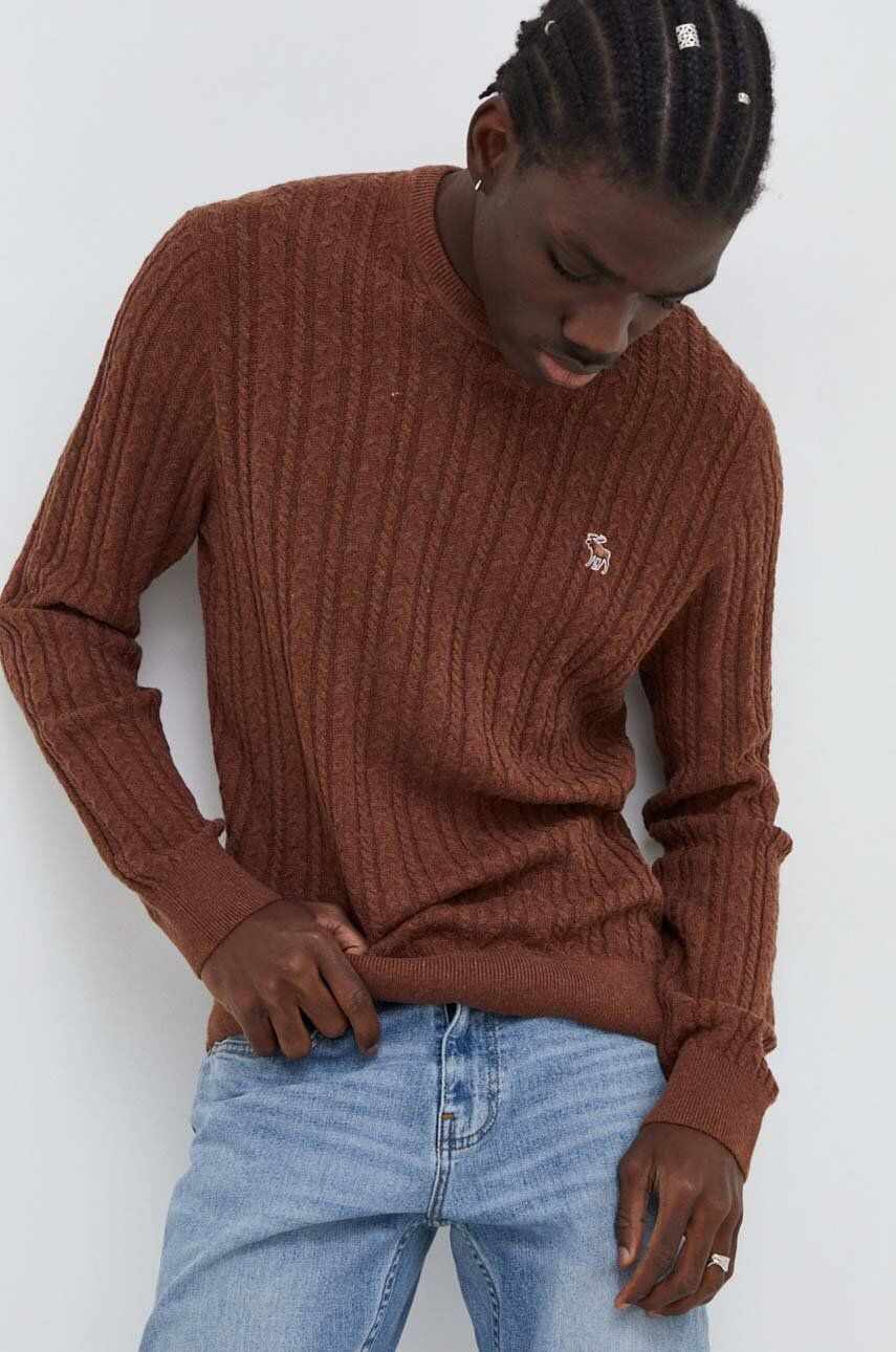 Abercrombie & Fitch pulover din amestec de lana barbati, culoarea maro, light