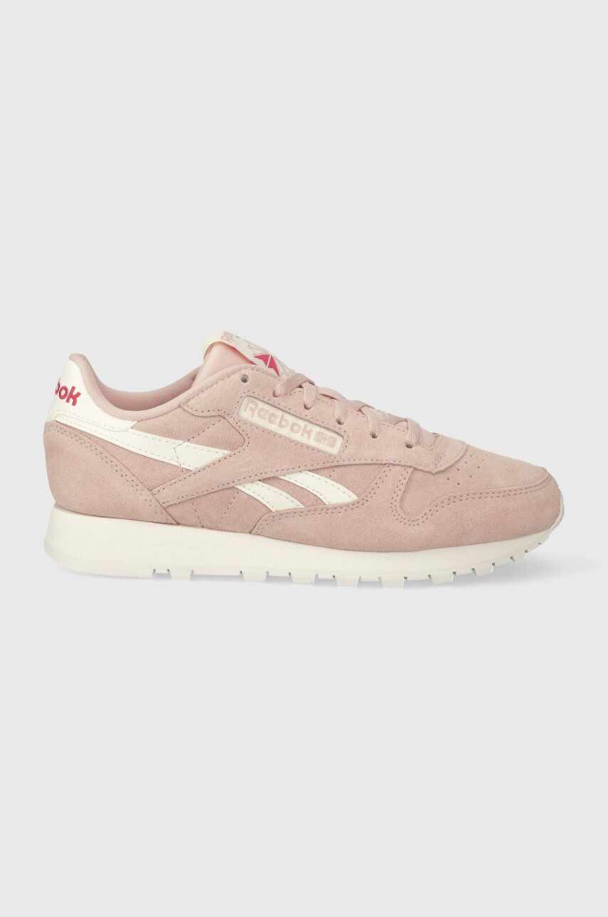 Reebok sneakers din piele intoarsă culoarea roz