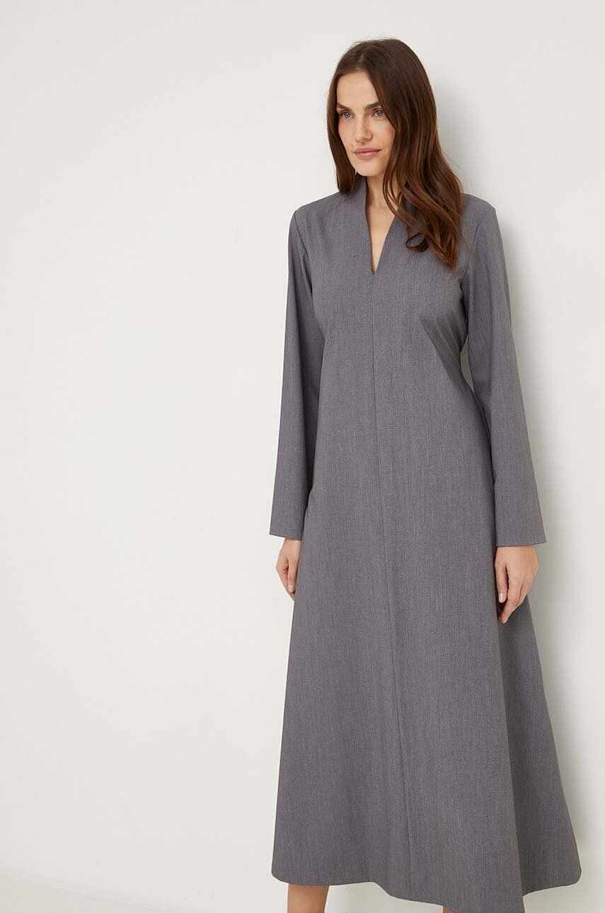Answear Lab rochie din lana culoarea gri, maxi, oversize