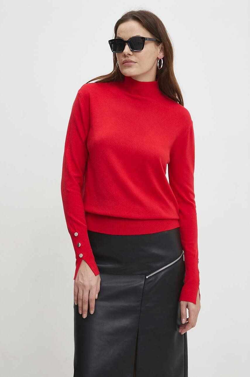 Answear Lab pulover femei, culoarea rosu, light, cu turtleneck