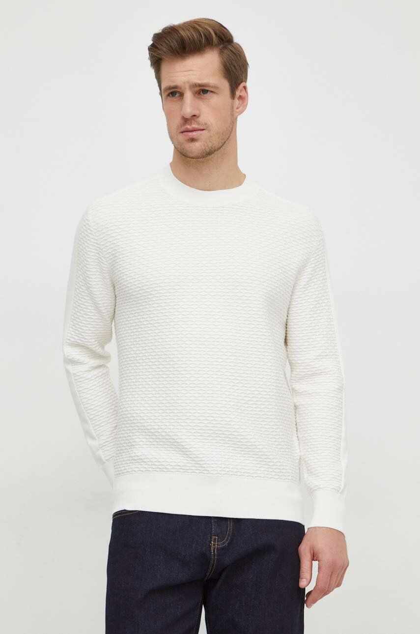 Armani Exchange pulover de bumbac culoarea bej, light