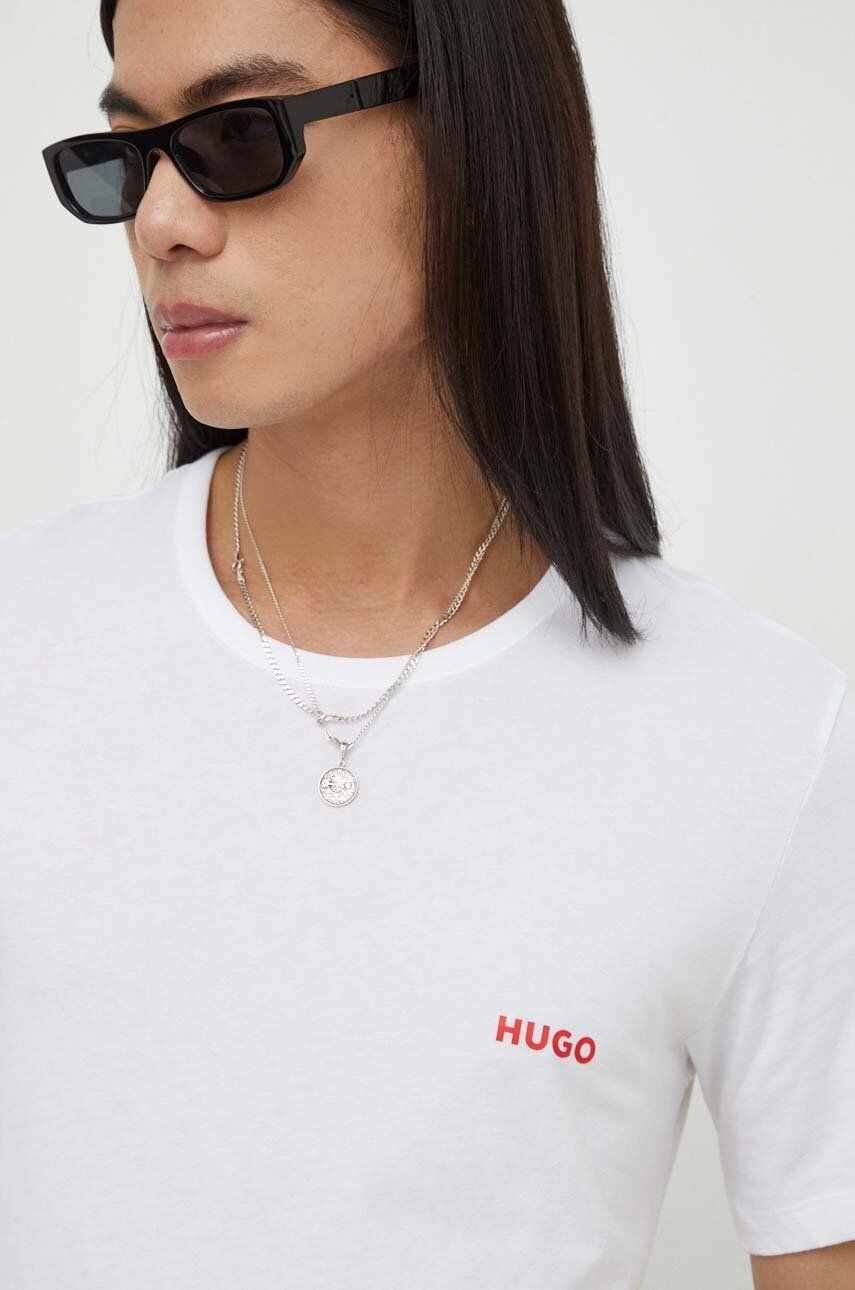 HUGO tricou din bumbac 3-pack barbati, culoarea alb, neted