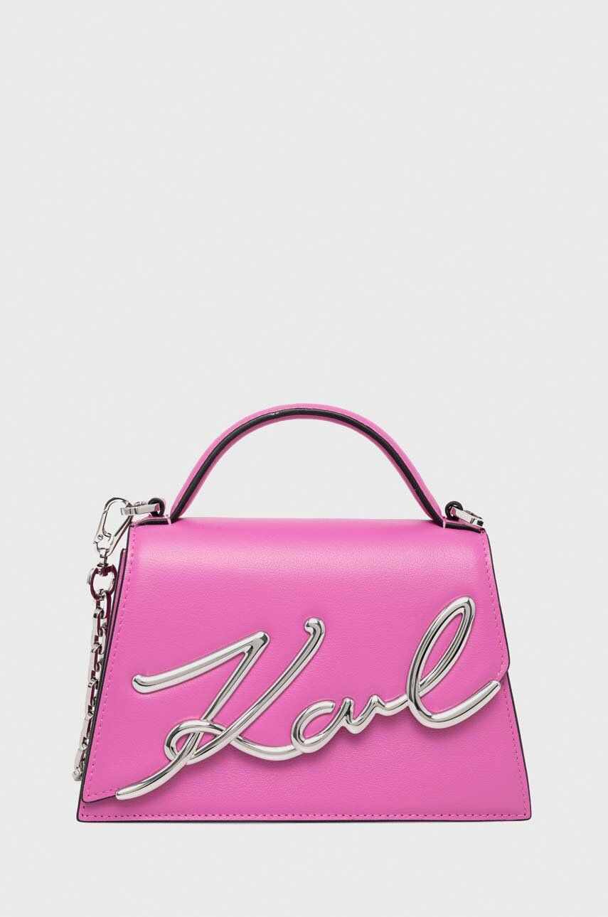 Karl Lagerfeld poseta de piele culoarea roz