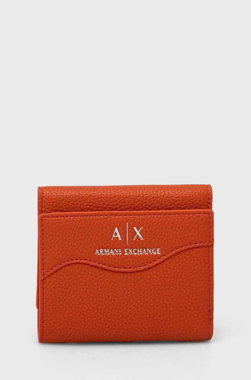 Armani Exchange portofel femei, culoarea portocaliu