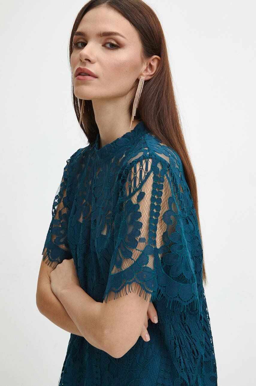 Medicine bluza femei, culoarea turcoaz, neted