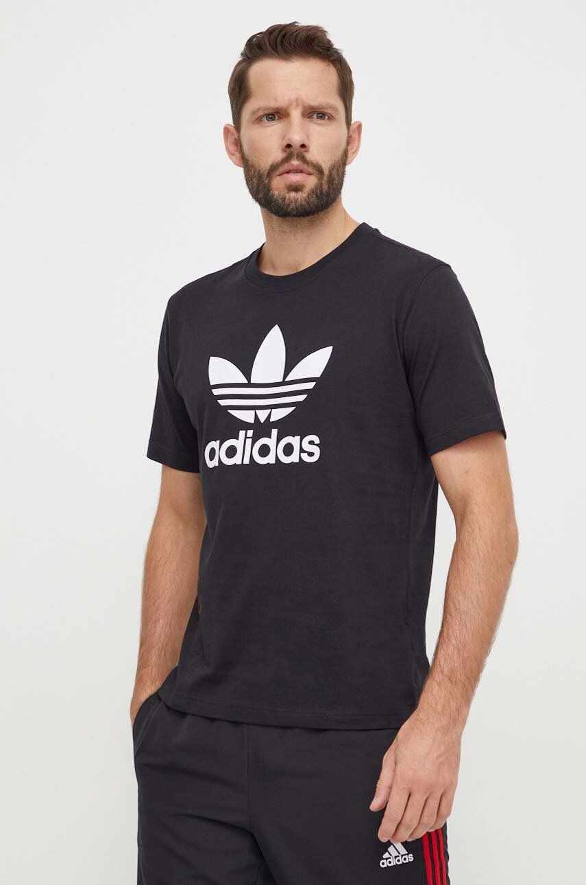 adidas Originals tricou din bumbac Trefoil barbati, culoarea negru, cu imprimeu, IU2364