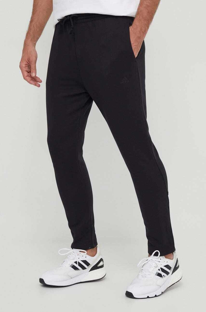 adidas pantaloni de trening culoarea negru, neted