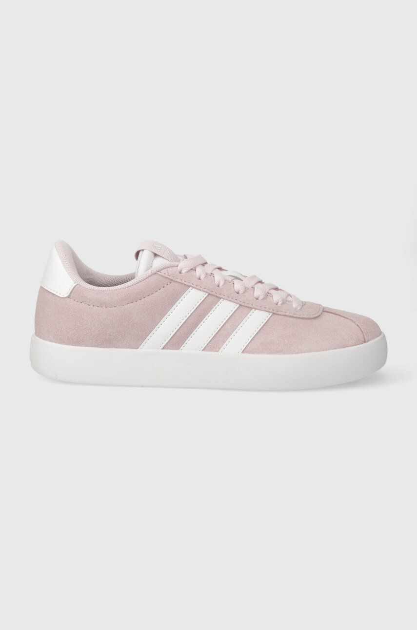 adidas sneakers din piele intoarsă COURT culoarea roz