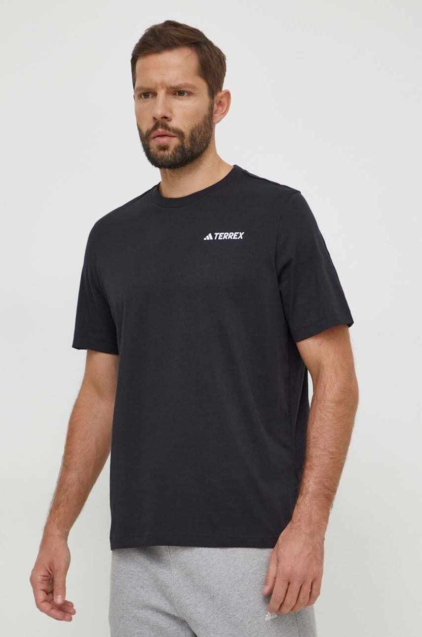 adidas TERREX tricou Graphic MTN 2.0 barbati, culoarea negru, cu imprimeu