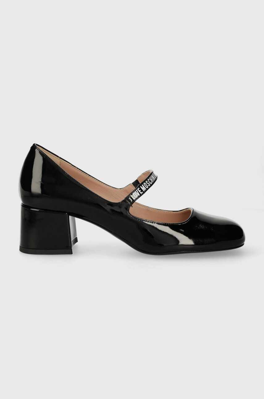 Love Moschino pantofi de piele culoarea negru, cu toc drept, JA10245G1IIH0000