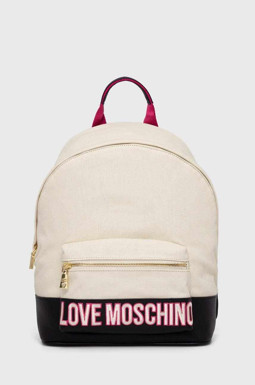 Love Moschino rucsac femei, culoarea bej, mare, cu imprimeu