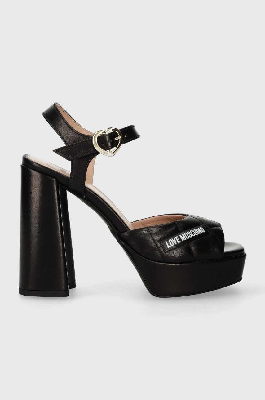 Love Moschino sandale de piele culoarea negru, JA1607CG1IIE0000