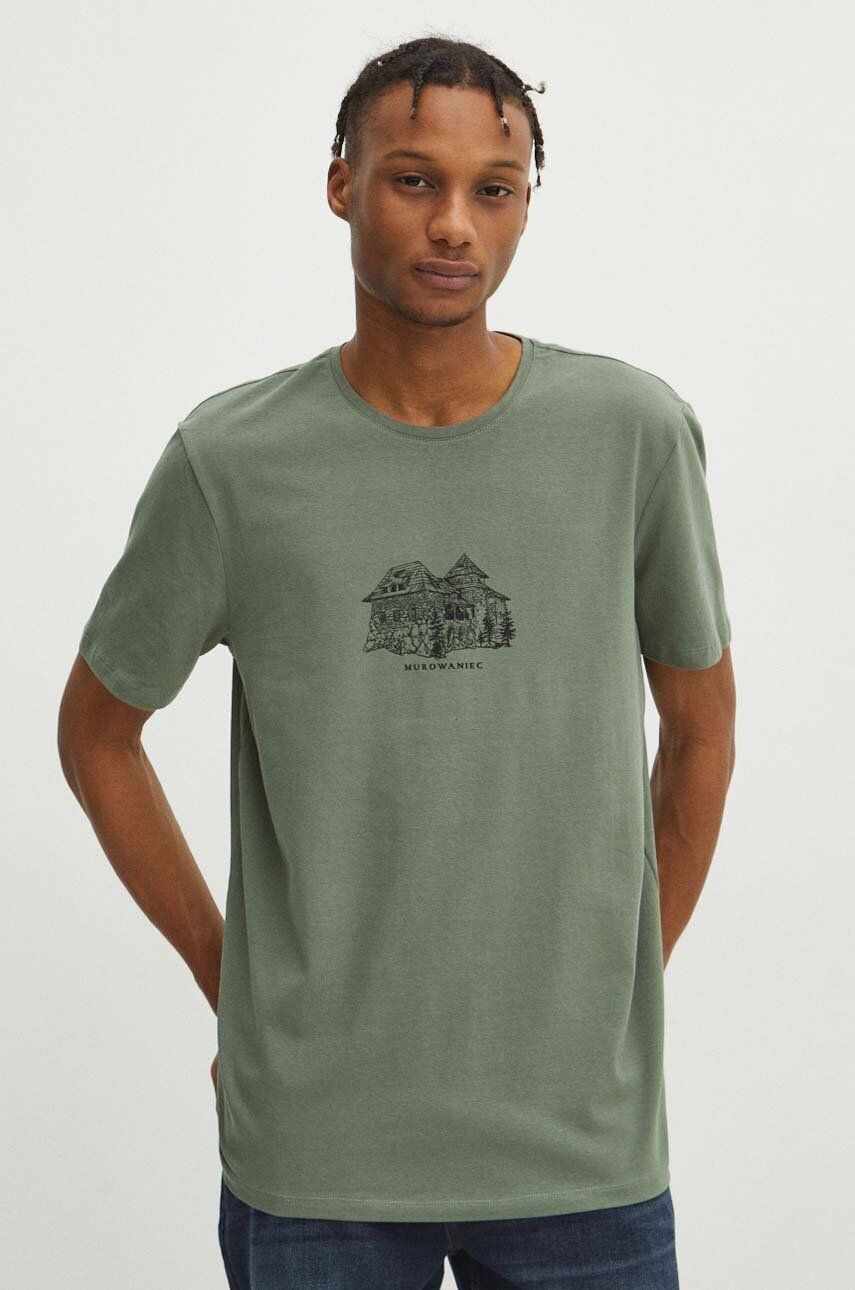 Medicine tricou din bumbac barbati, culoarea verde, cu imprimeu