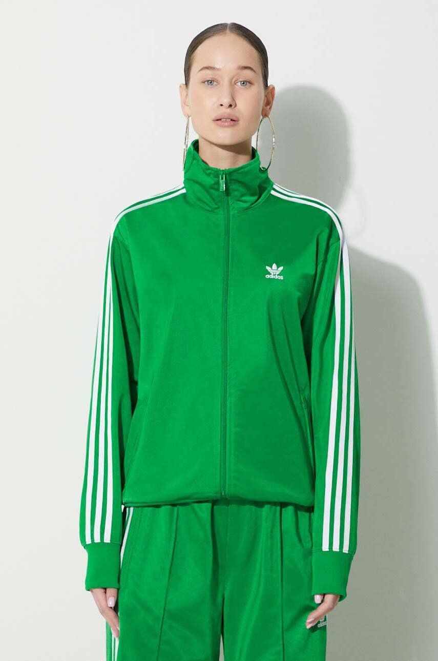 adidas Originals bluza Adicolor Classics Firebird femei, culoarea verde, cu imprimeu, IP0604