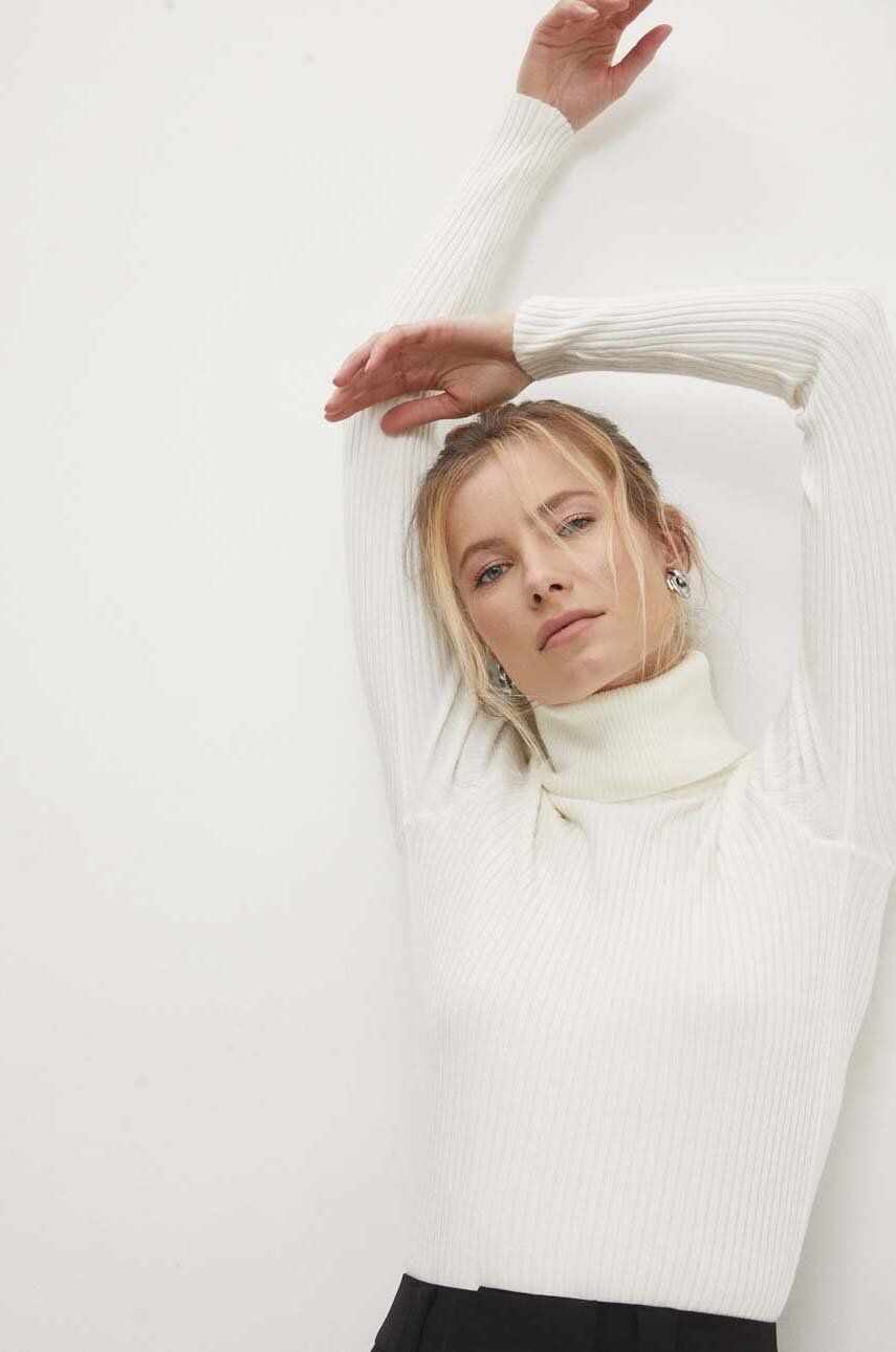 Answear Lab pulover femei, culoarea alb, light, cu guler