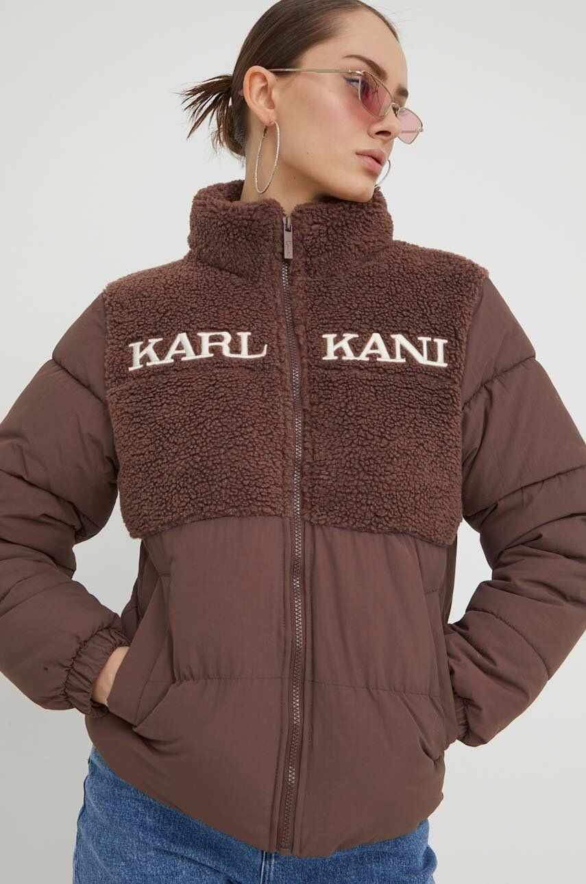 Karl Kani geaca femei, culoarea maro, de iarna