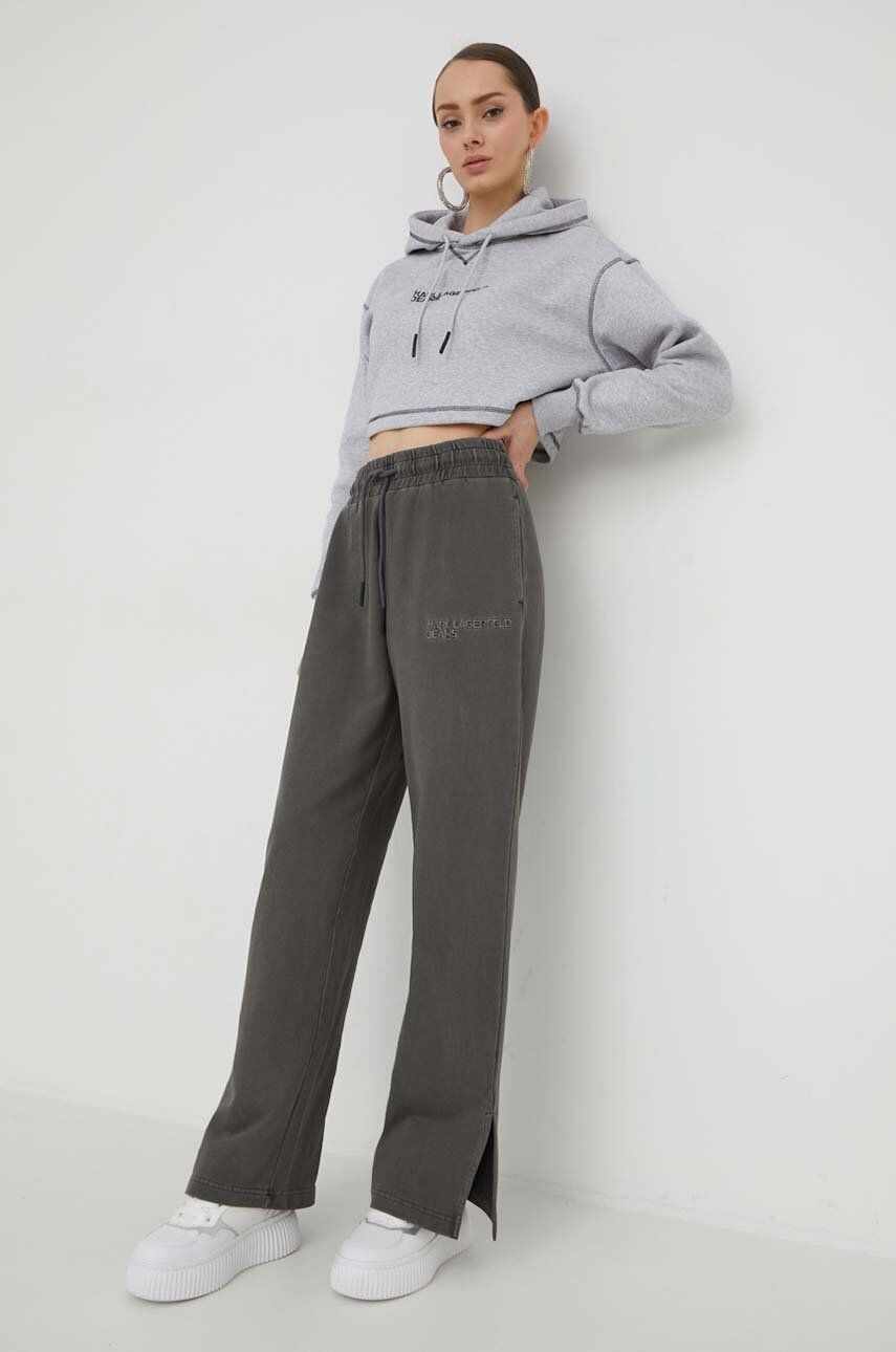Karl Lagerfeld Jeans pantaloni de trening din bumbac culoarea gri, neted