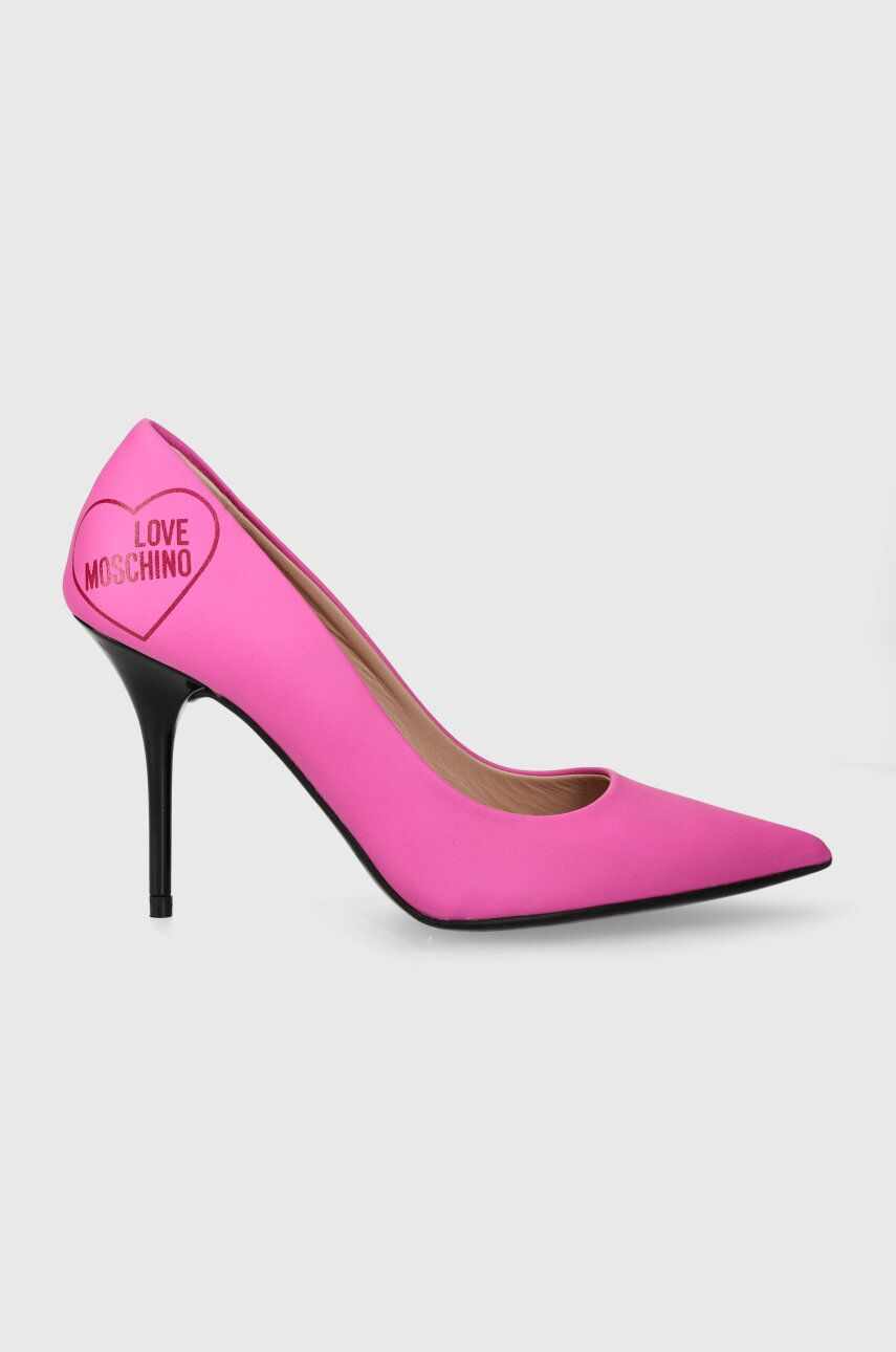 Love Moschino stilettos de piele culoarea roz, JA10409G1IIE0604