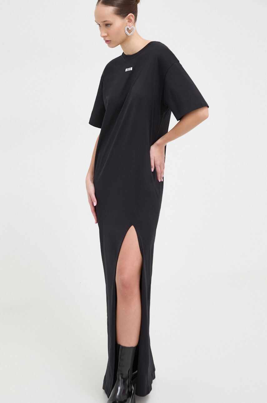 MSGM rochie din bumbac culoarea negru, maxi, oversize