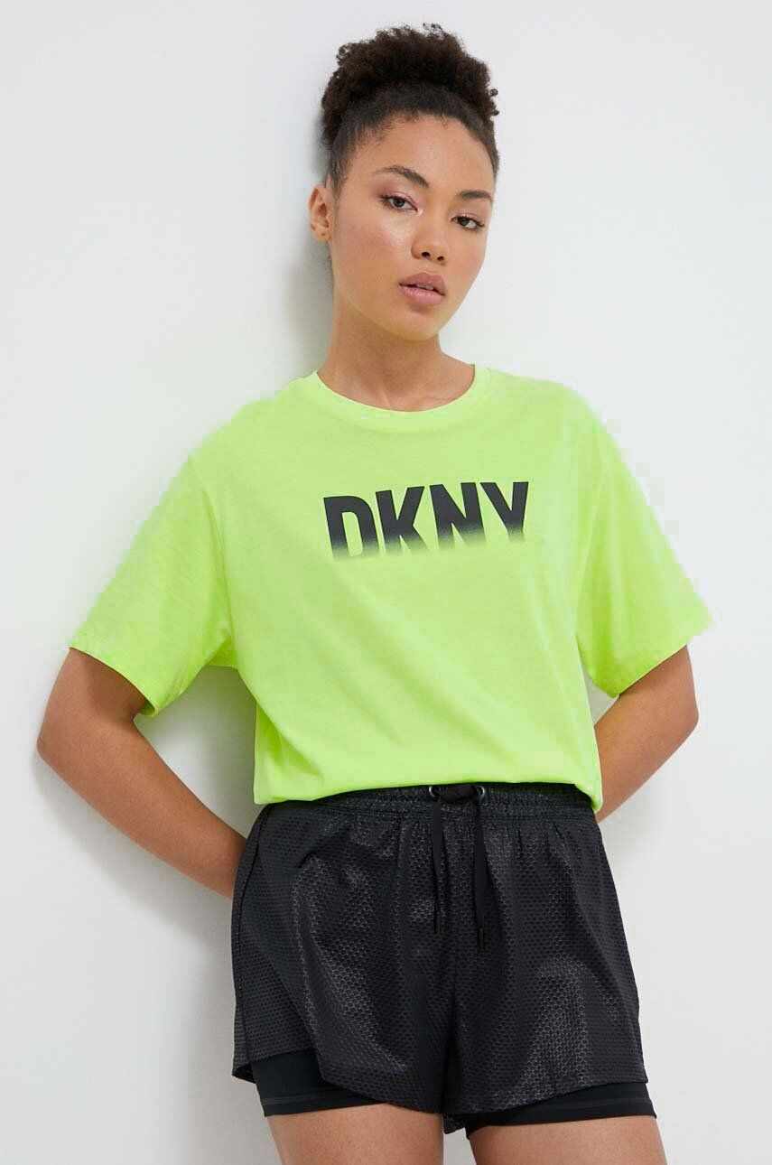 Dkny tricou din bumbac femei, culoarea verde