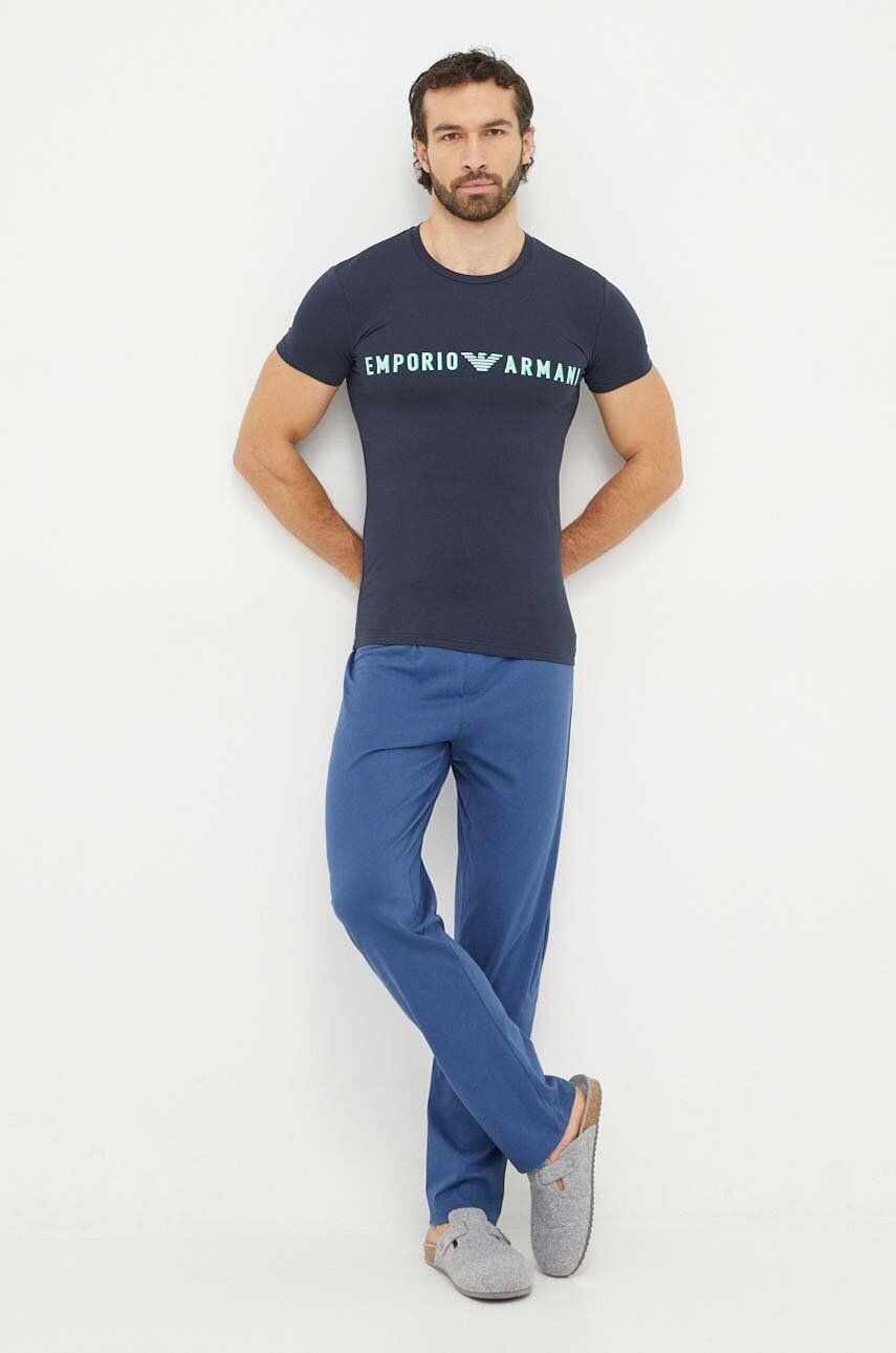 Emporio Armani Underwear tricou lounge culoarea albastru marin, cu imprimeu