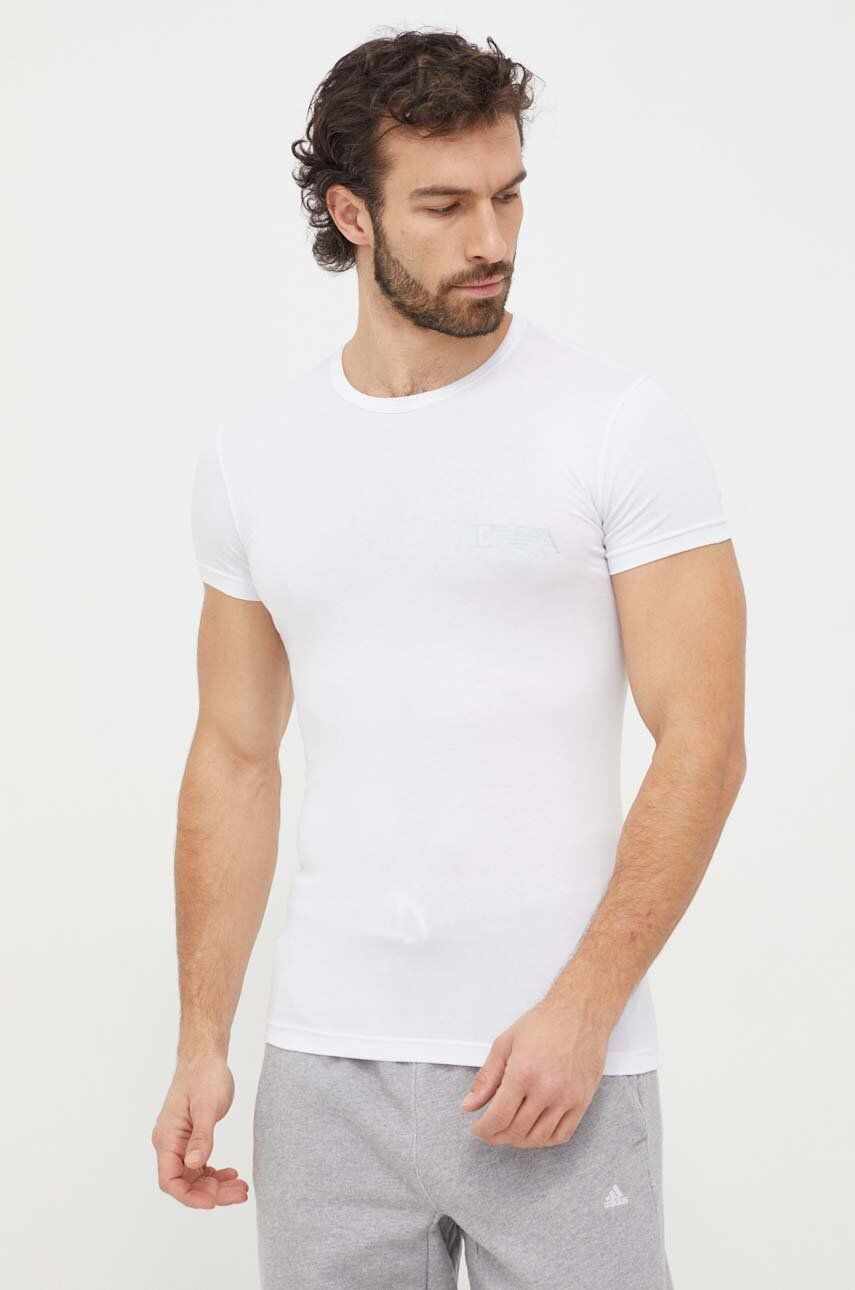 Emporio Armani Underwear tricou lounge 2-pack culoarea alb, cu imprimeu