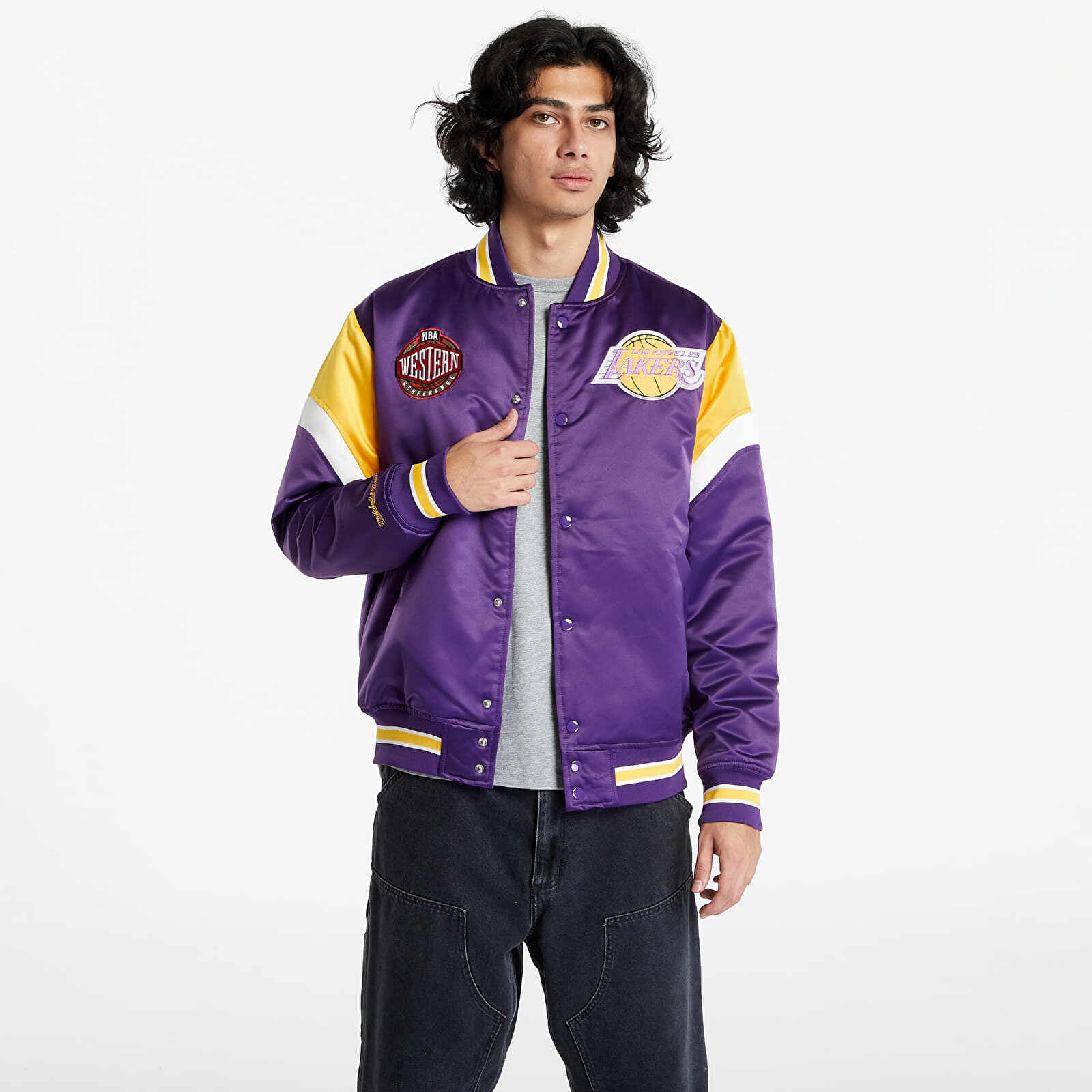 Mitchell & Ness NBA Heavyweight Satin Jacket Los Angeles Lakers Purple