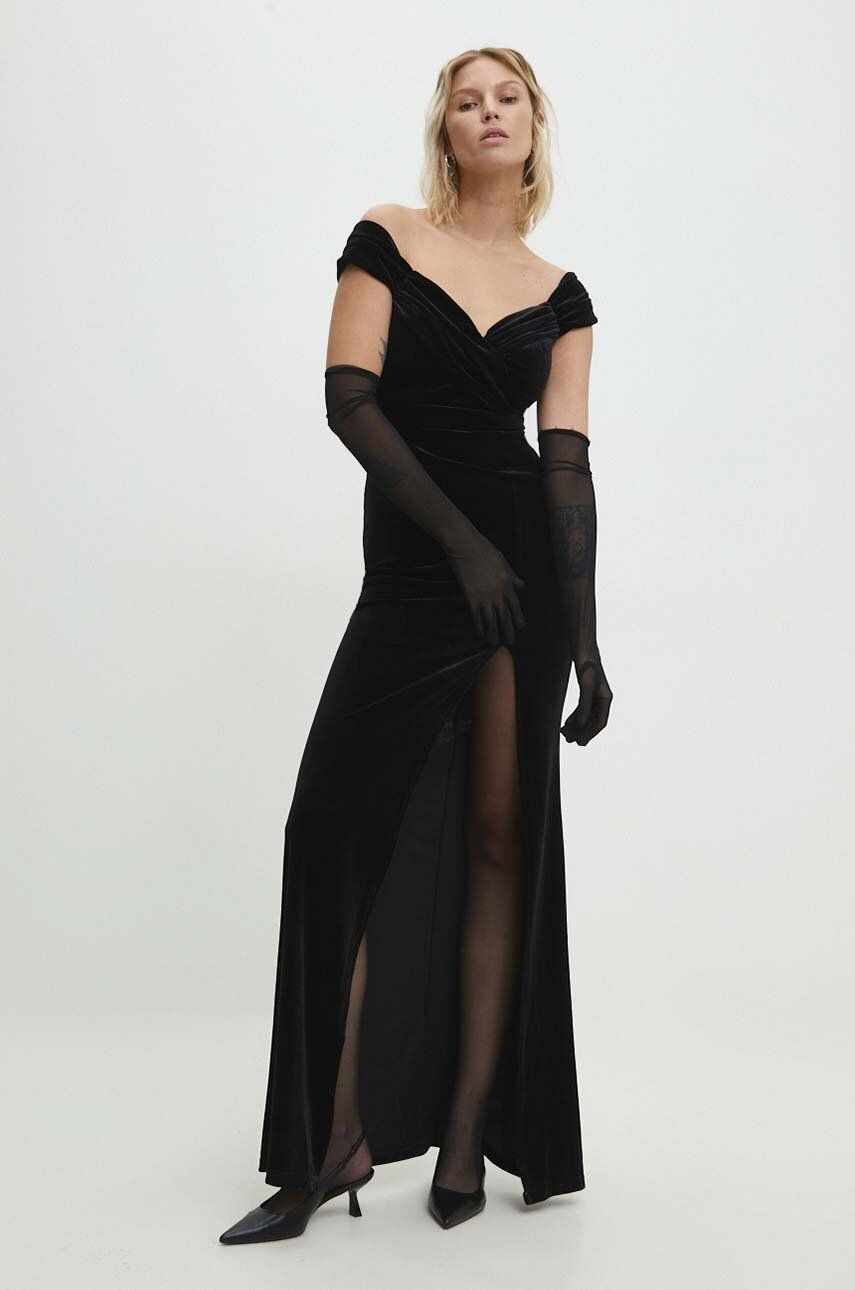 Answear Lab rochie de catifea culoarea negru, maxi, mulata