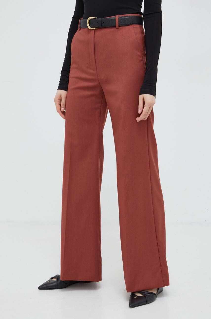 Weekend Max Mara pantaloni de lana culoarea rosu, evazati, high waist