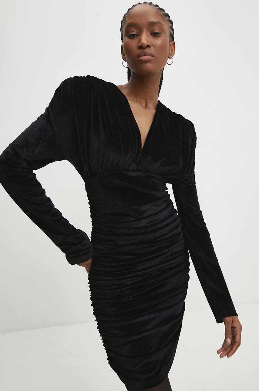 Answear Lab rochie de catifea culoarea negru, mini, mulata
