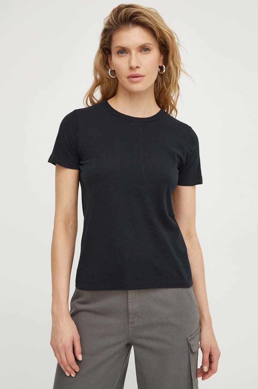 American Vintage tricou din bumbac femei, culoarea negru