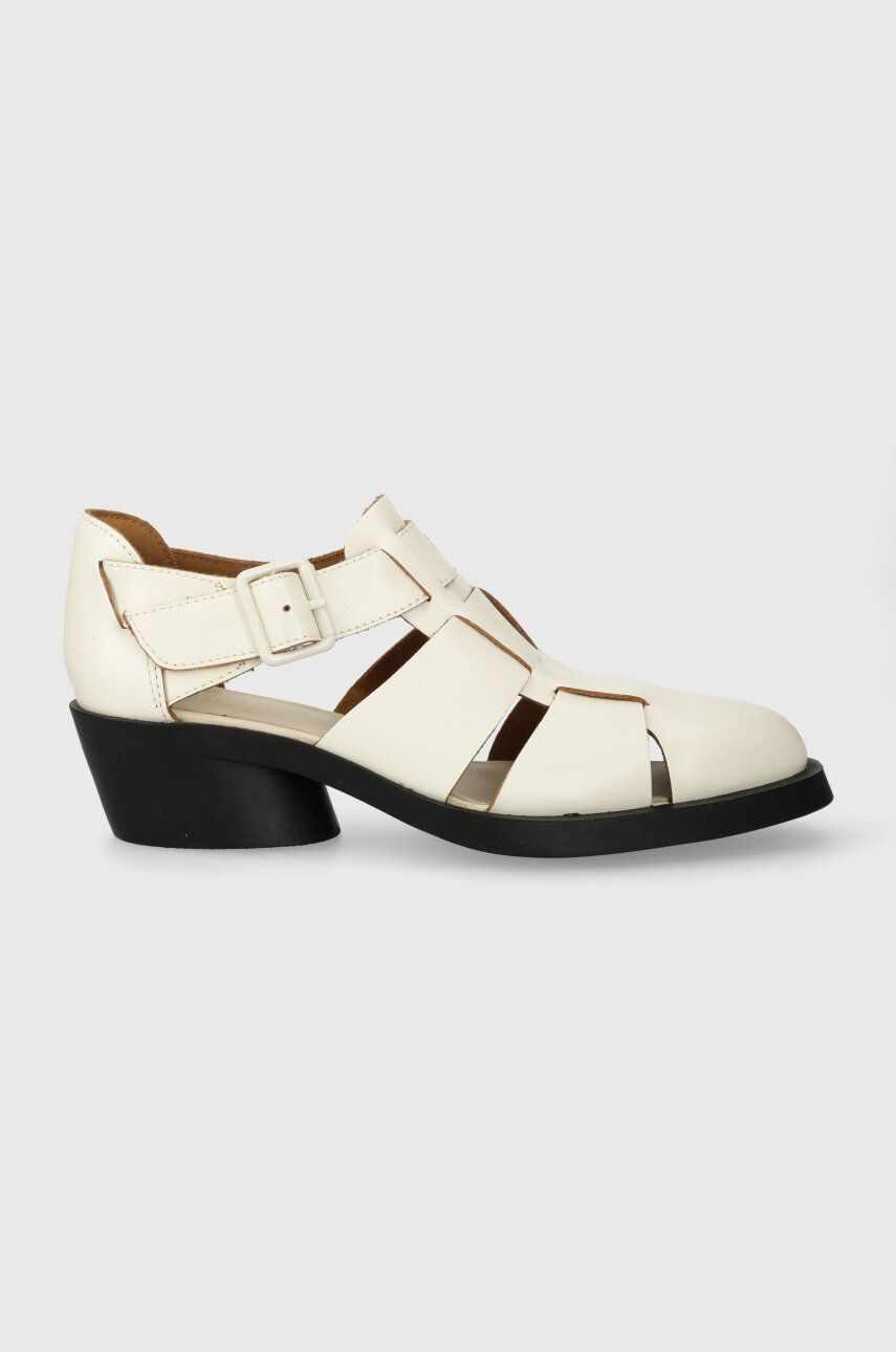 Camper sandale de piele Bonnie femei, culoarea alb, cu toc drept, K201635.002