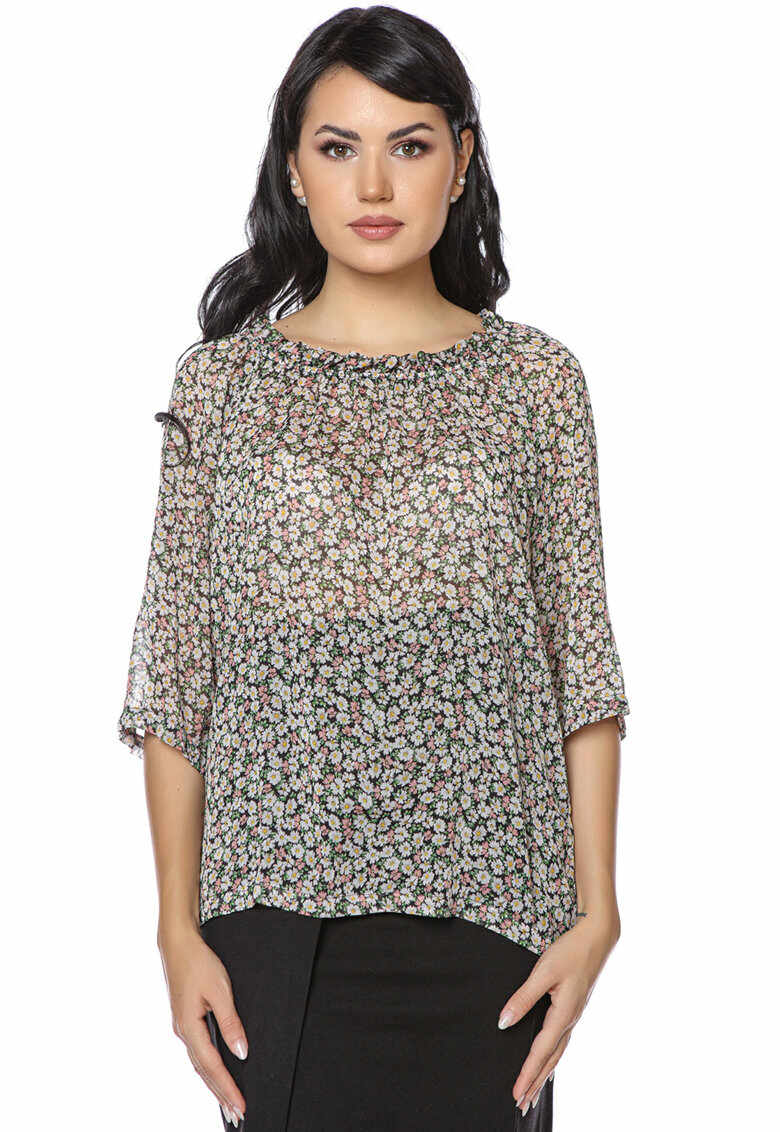 Bluza transparenta cu model floral