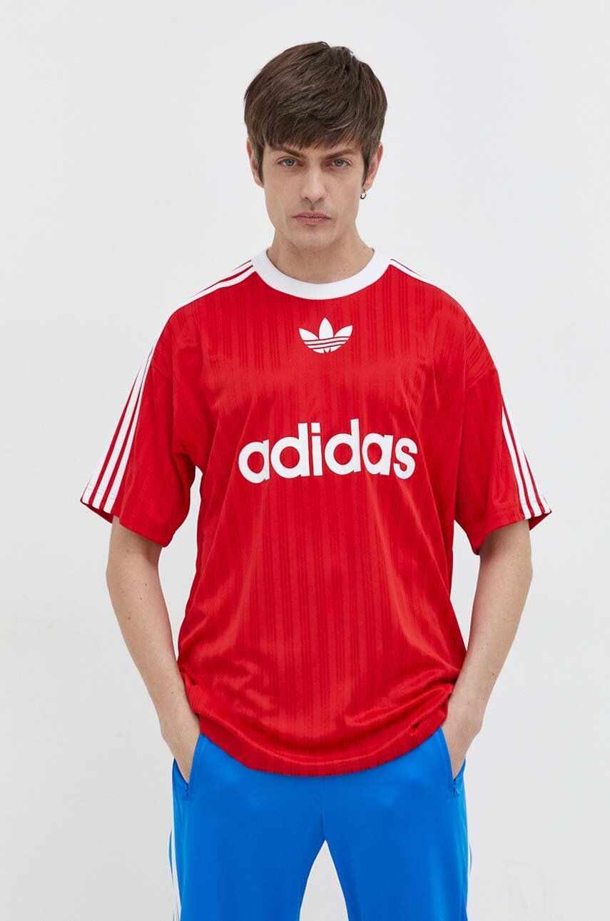 adidas Originals tricou Adicolor Poly Tee barbati, culoarea rosu, cu imprimeu, IM9458