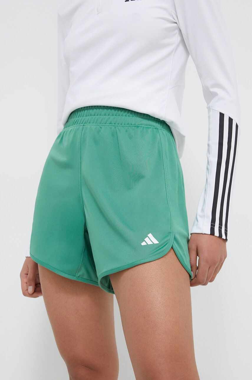 adidas Performance pantaloni scurți de antrenament Pacer culoarea verde, neted, high waist