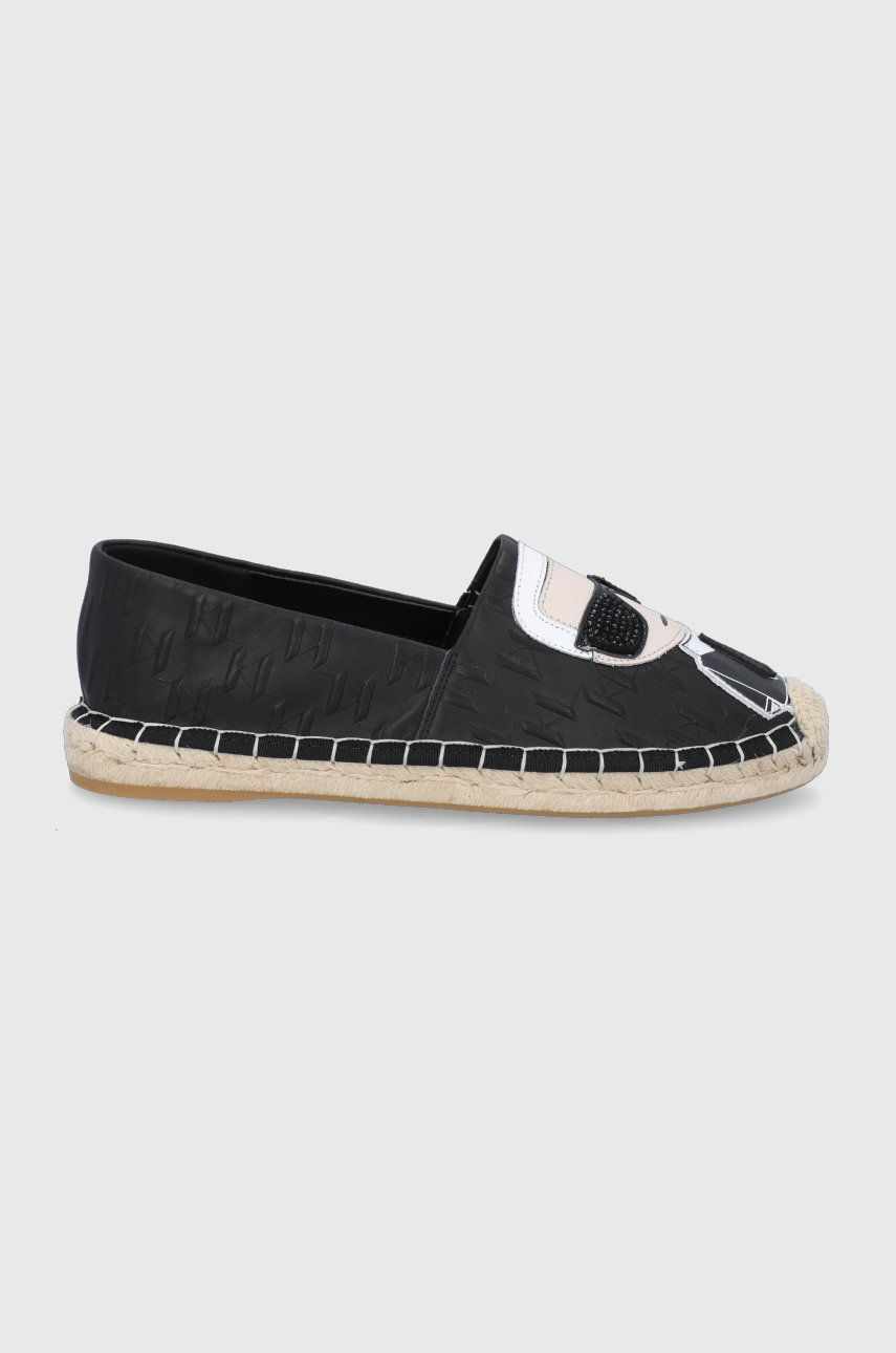 Karl Lagerfeld espadrile de piele Kamini culoarea negru