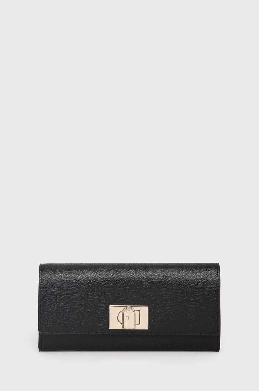 Furla Portofel de piele 1927 femei, culoarea negru