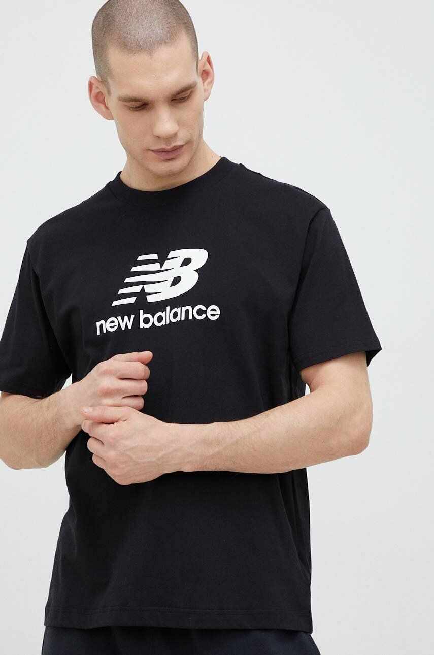 New Balance tricou din bumbac culoarea negru, cu model MT31541BK-1BK