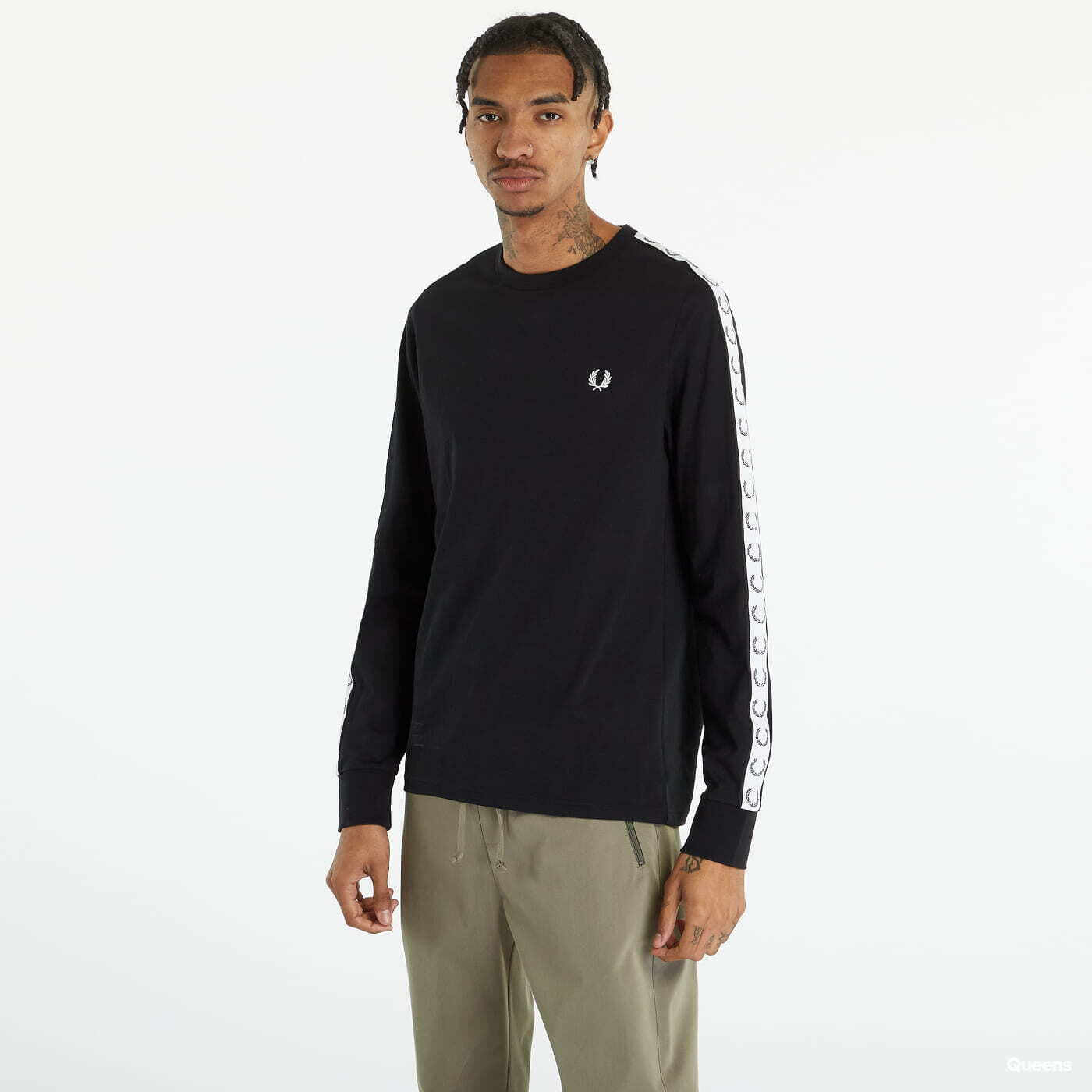 FRED PERRY Taped Long Sleeve T-shirt Black