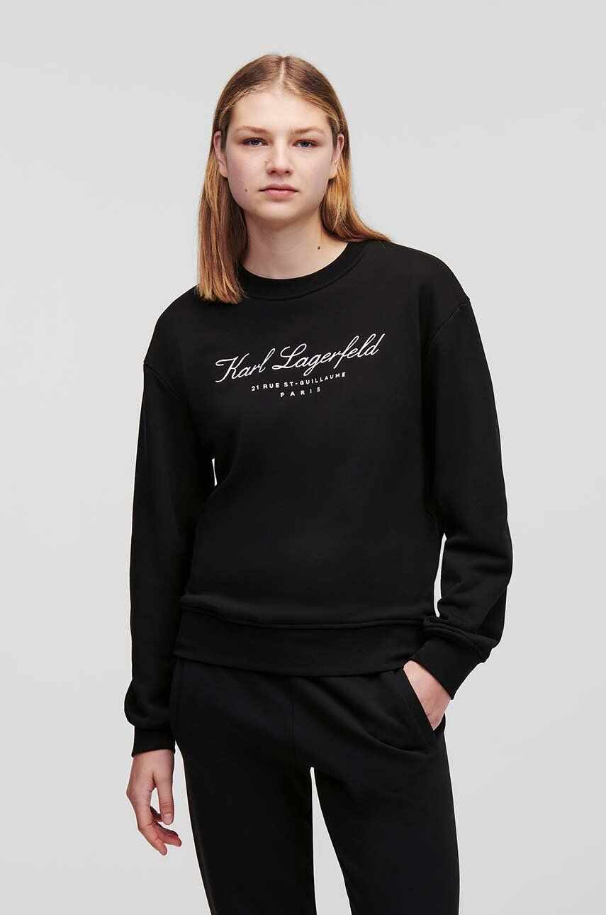 Karl Lagerfeld hanorac de bumbac femei, culoarea negru, cu imprimeu