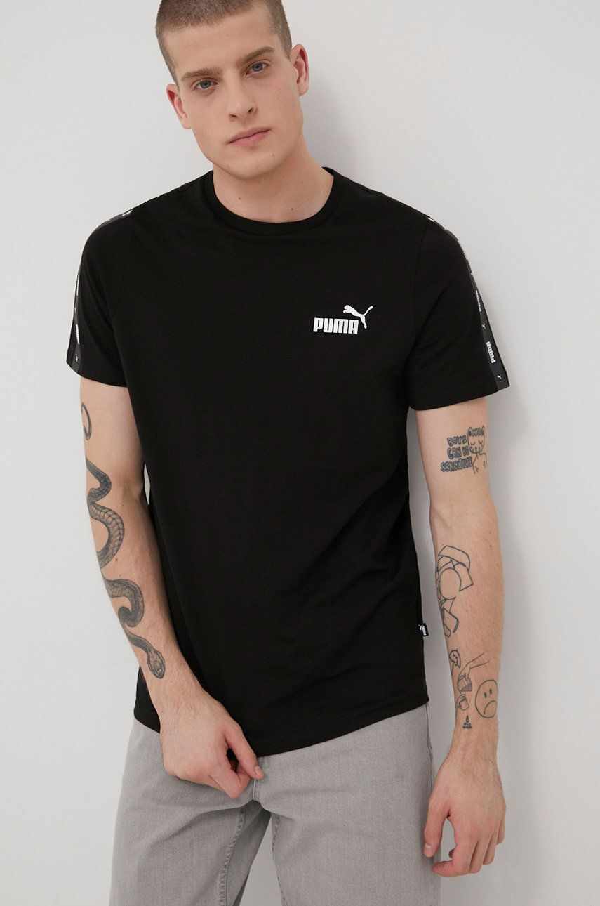Puma tricou din bumbac 84738201 culoarea negru, cu imprimeu